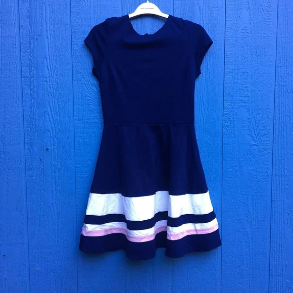 Love…ady Women's Cap Sleeve Fit & Flare Navy Blue Dress Size XL NWT - Picture 2 of 4